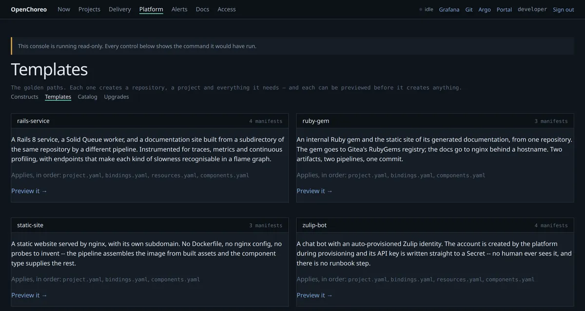 The four templates this platform offers